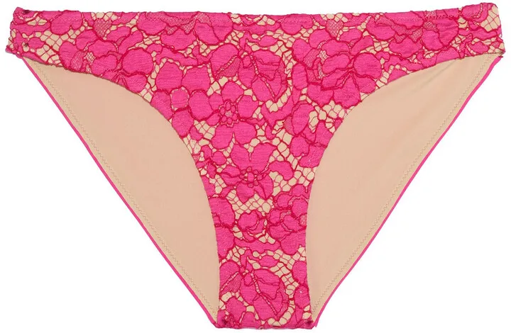Corded lace-paneled low-rise bikini briefs