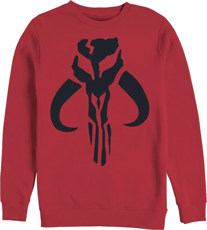 Men's Star Wars The Mandalorian Mythosaur Skull Logo Sweatshirt - Red - Small