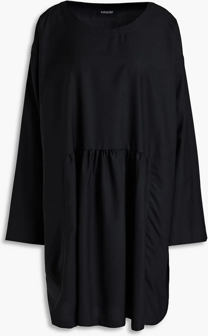 Gathered wool and silk-blend tunic