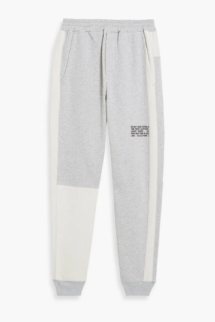 Two-tone cotton-fleece sweatpants