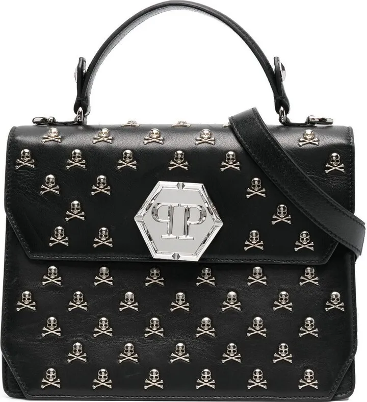 Skull Bones leather tote bag