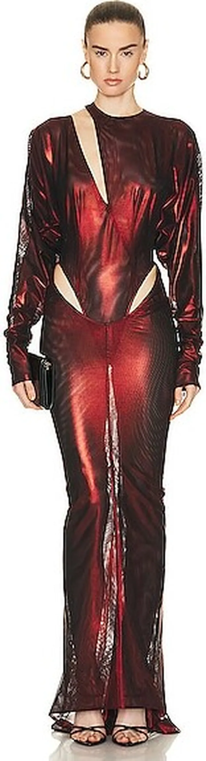 LaQuan Smith Hip Cut Out Gown in Burgundy