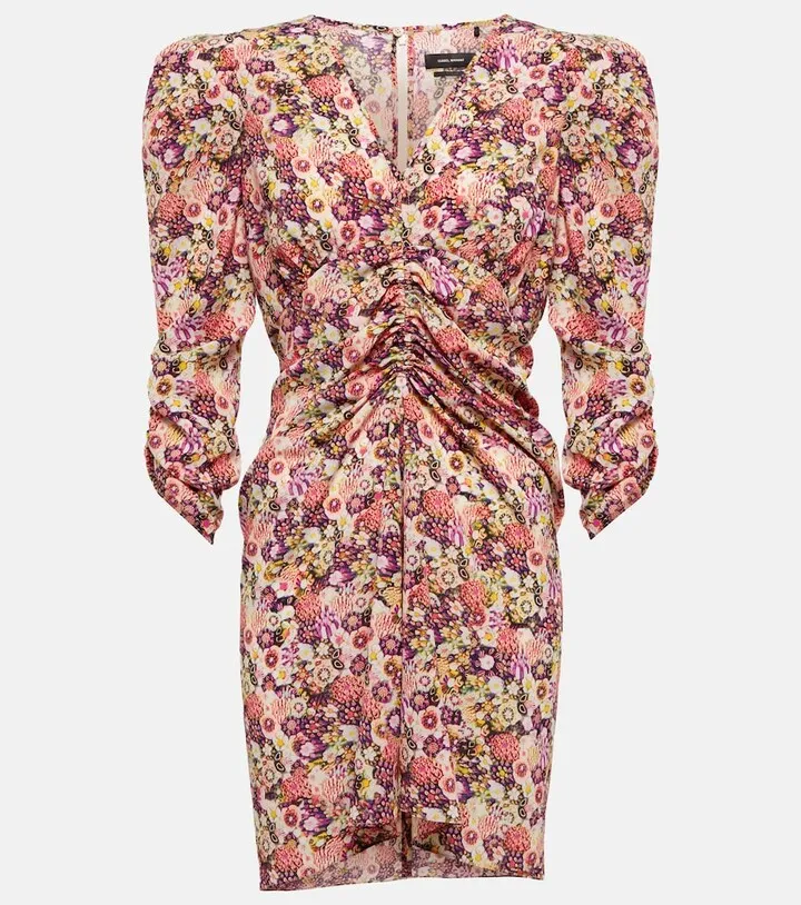 Celina floral silk-blend minidress