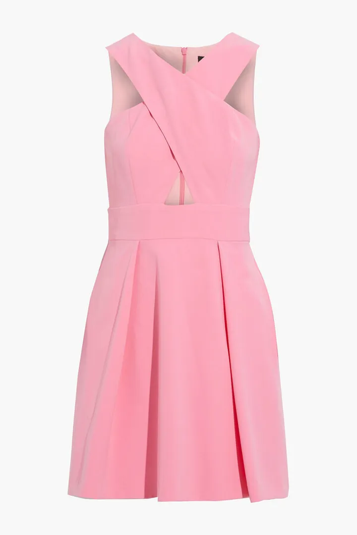 Crossover cutout crepe mini dress
