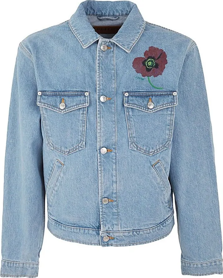 Kenzo Poppy Printed Long-Sleeved Denim Jacket