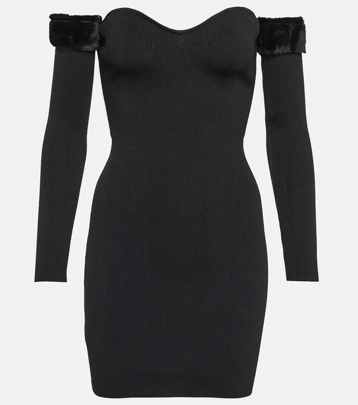 Josee faux fur-trimmed minidress