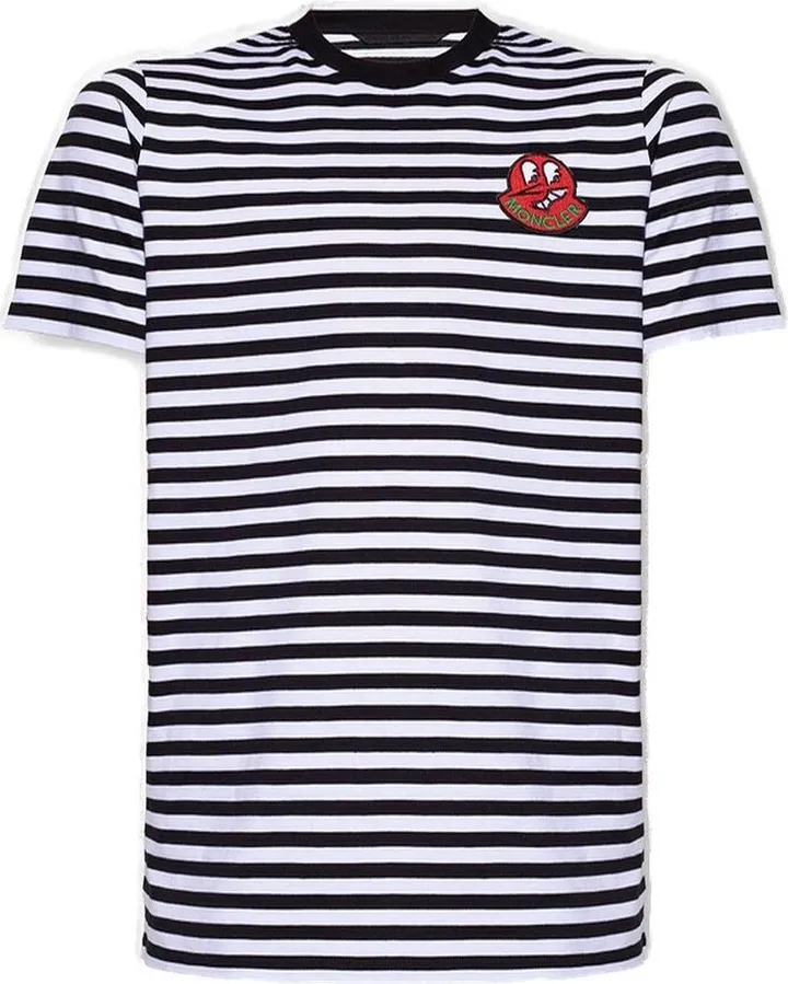 Moncler Logo Patch Detail Striped T-Shirt