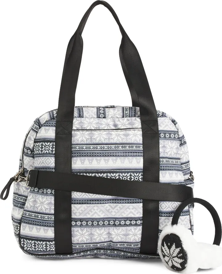 Fairisle Duffel With Earmuffs And Detachable Strap