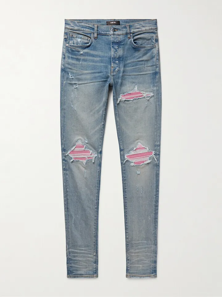 MX1 Skinny-Fit Ultrasuede®-Panelled Distressed Jeans