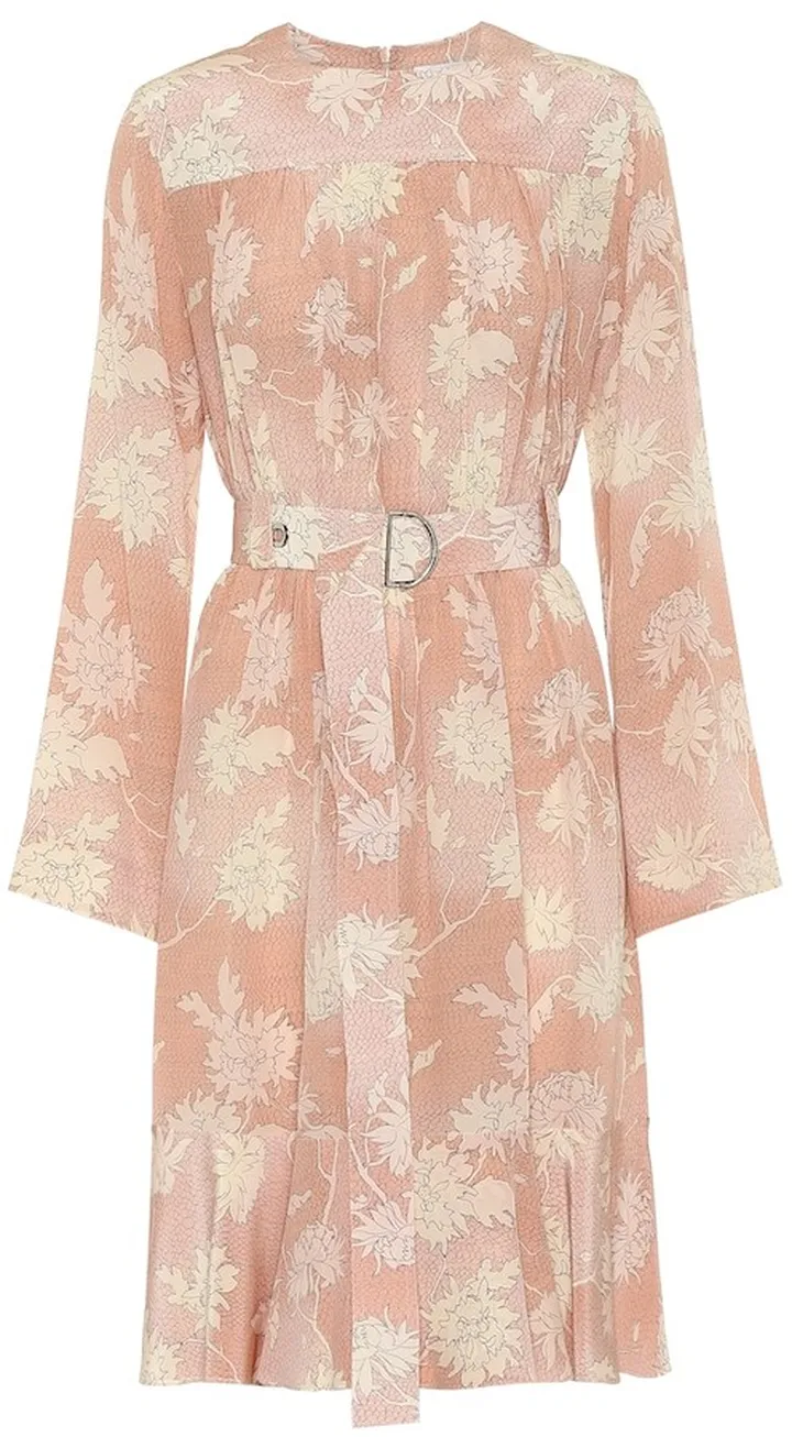 Floral silk-satin dress