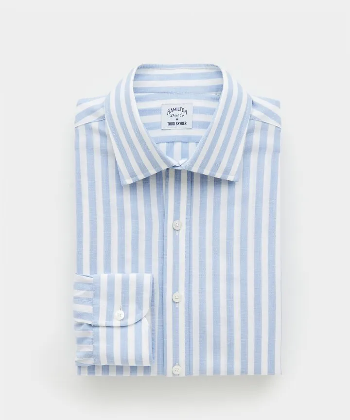 Made in the USA Hamilton + Todd Snyder Dress Shirt in Blue Bold Stripe