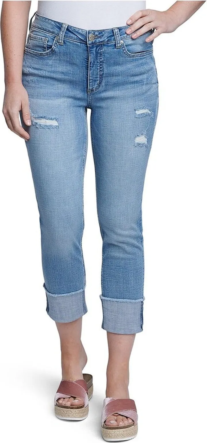 Womens Raw Hem Straight Leg Slim Jeans