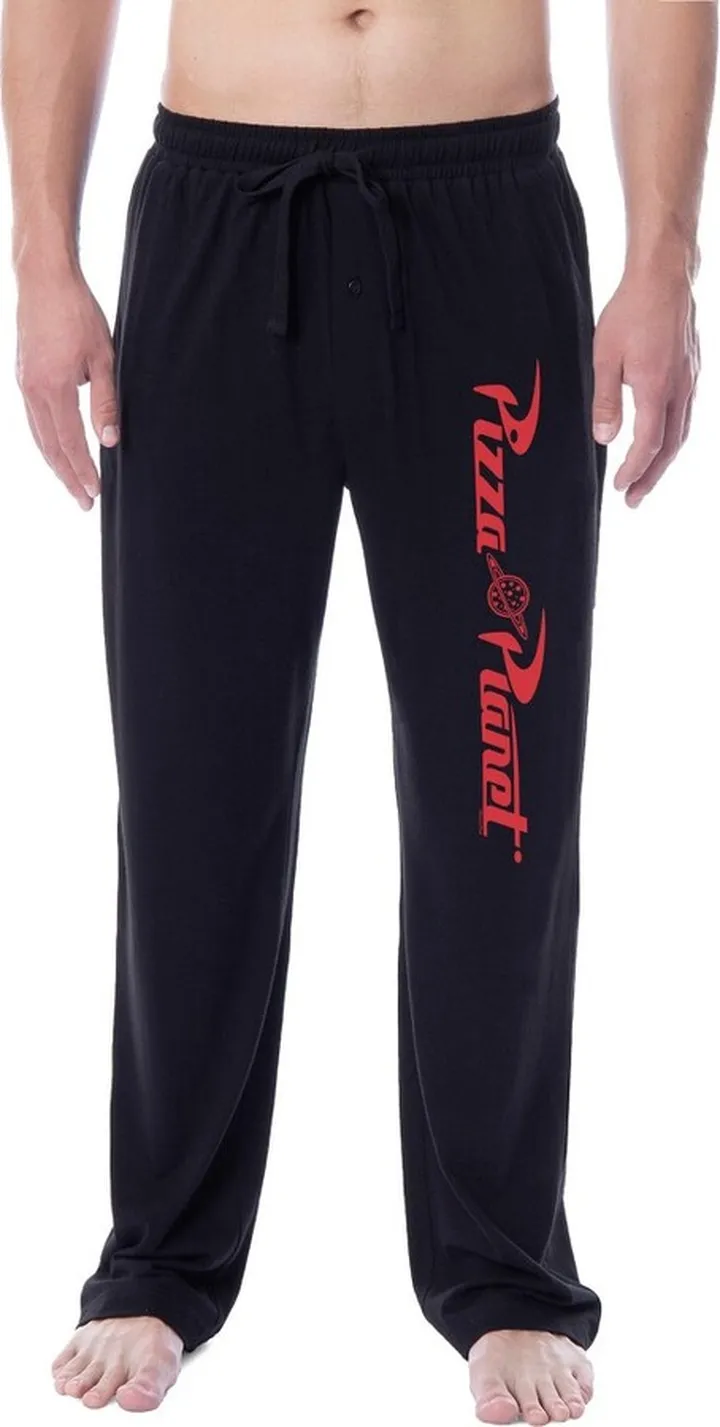 Disney Mens' Toy Story Movie Pizza Planet Logo Sleep Pajama Pants (XX-Large) Black