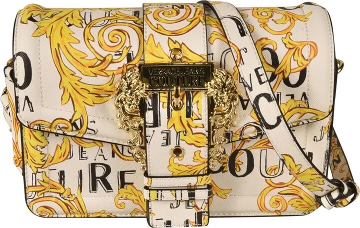 Couture Buckle Detail Printed Shoulder Bag