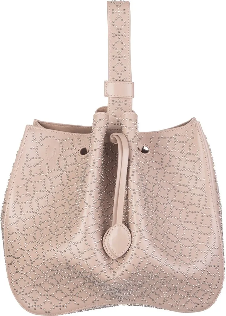 Pinkish Beige Medium Rose Marie Bag With Geometric Pattern Of Micro Studs