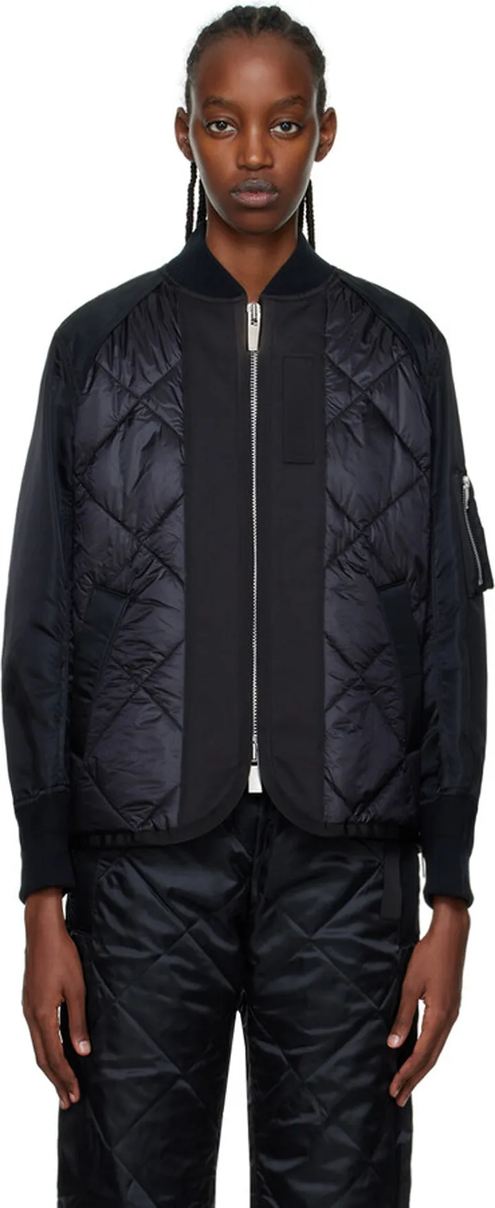 sacai Black Insulated Bomber Jacket