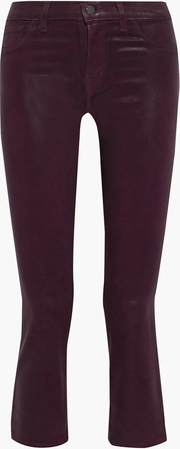 Selena coated mid-rise kick-flare jeans
