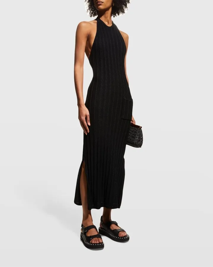 High Twist Lace-Knit Midi Dress
