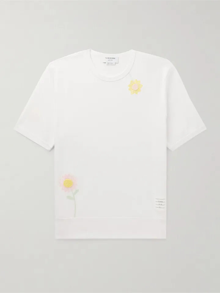 Embroidered Cotton-Jersey T-Shirt