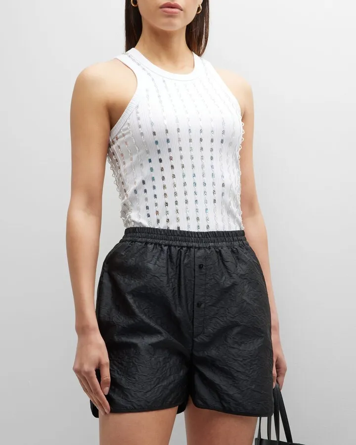 Rib Jersey Beaded Tank Top