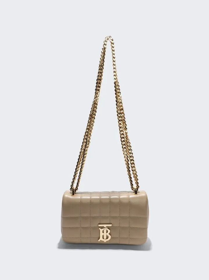 Quilted Leather Mini Lola Bag Oat Beige