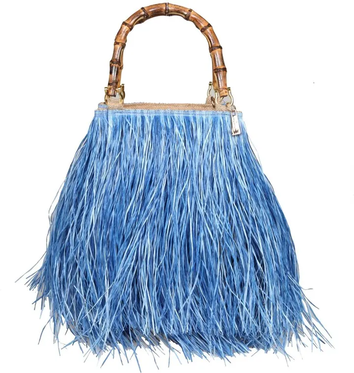 Small Scicli Milanesa In Raffia With Fringes