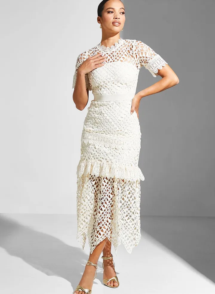 Asymmetric Hem Laser Cut Dress