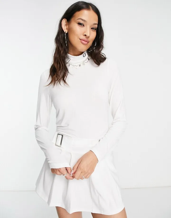 Fred Perry roll neck top in white
