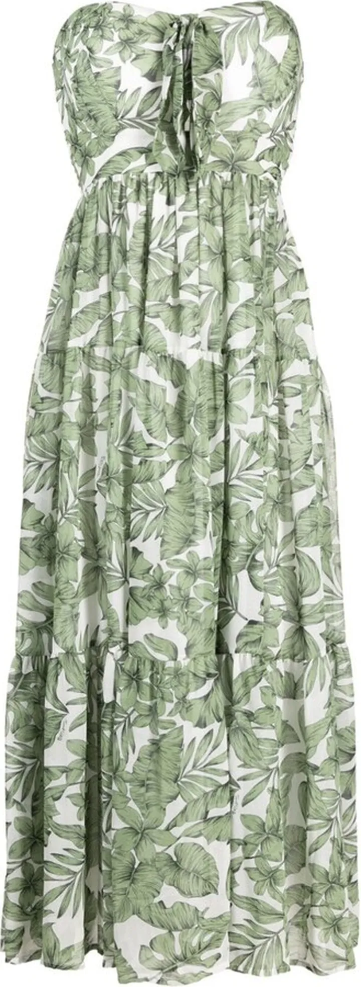 Floral-Print Strapless Midi Dress