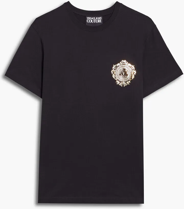 Printed metallic cotton-jersey T-shirt