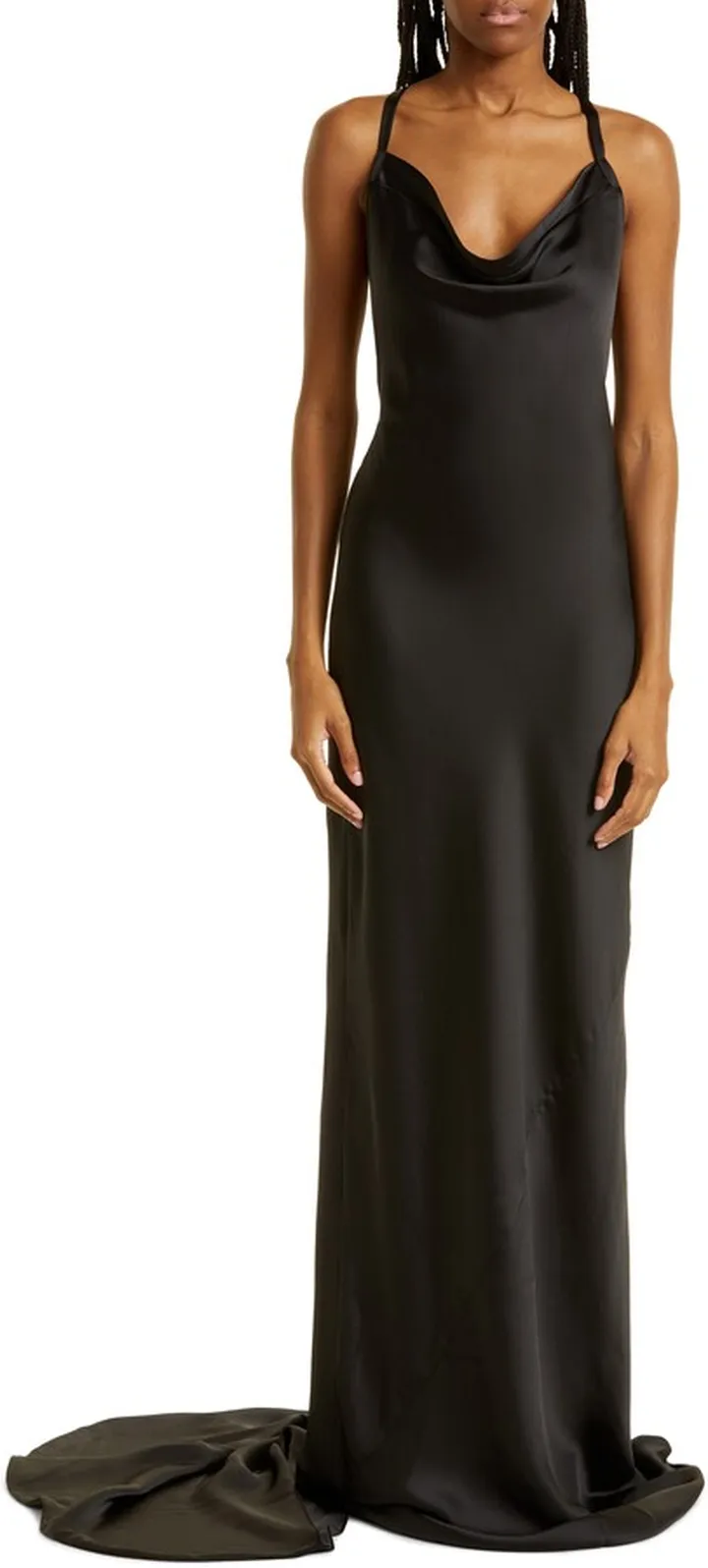 Cross Back Satin Gown