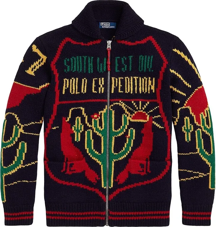Wool Graphic Full-Zip Sweater