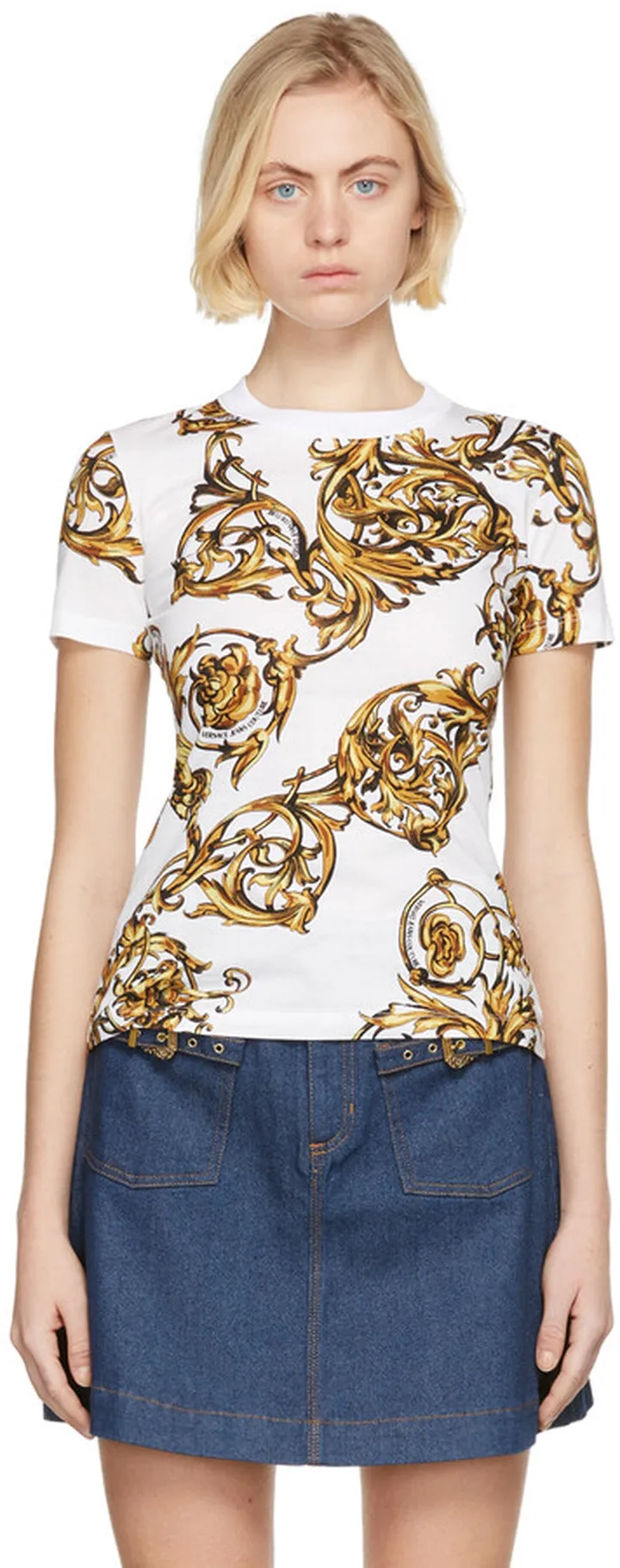 Versace Jeans Couture White Printed T-Shirt