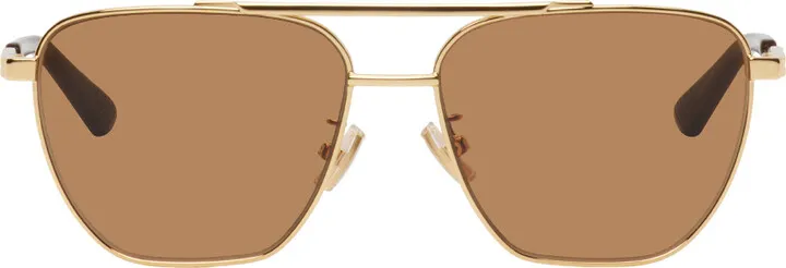 Bottega Veneta Gold Aviator Sunglasses