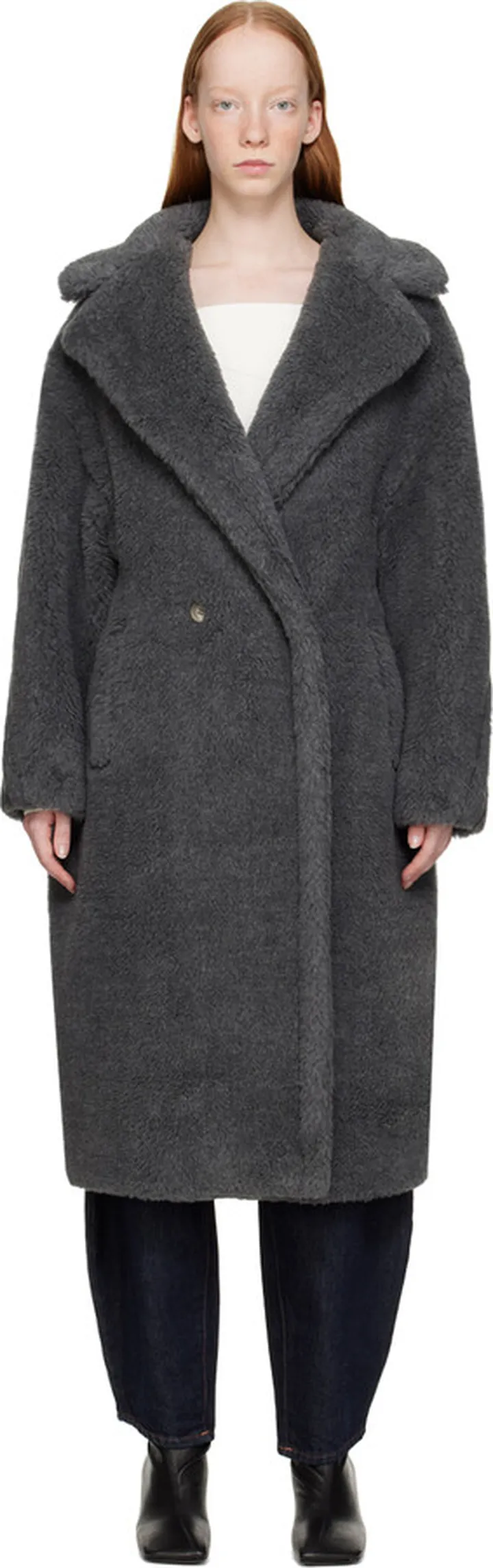 Max Mara Gray Tedgirl Faux-Fur Coat