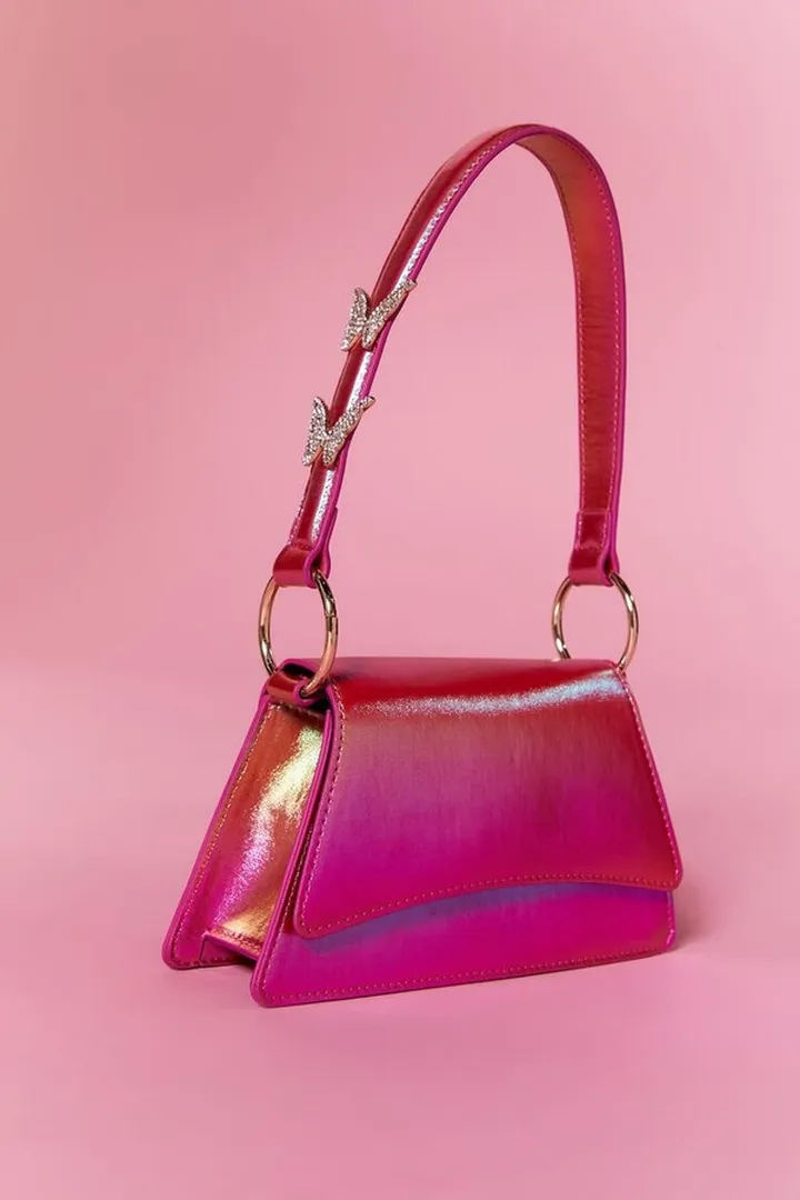 Rhinestone Butterfly Baguette Bag