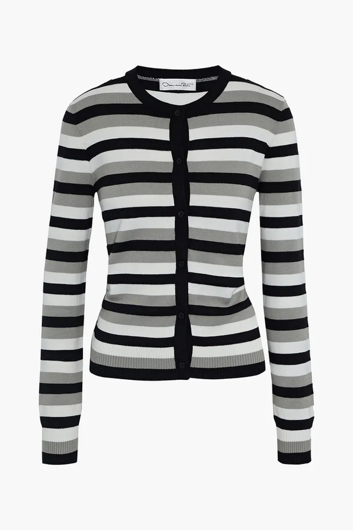 Striped cotton and silk-blend cardigan