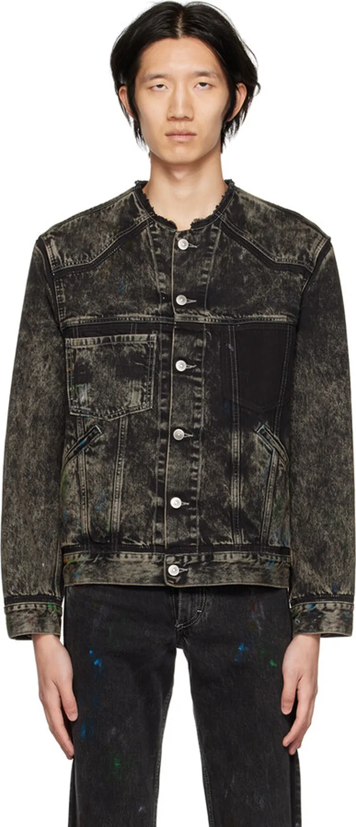 Maison Margiela Black Painted Denim Jacket