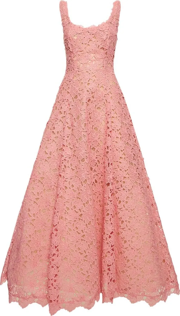 Lace guipure scoop neck gown