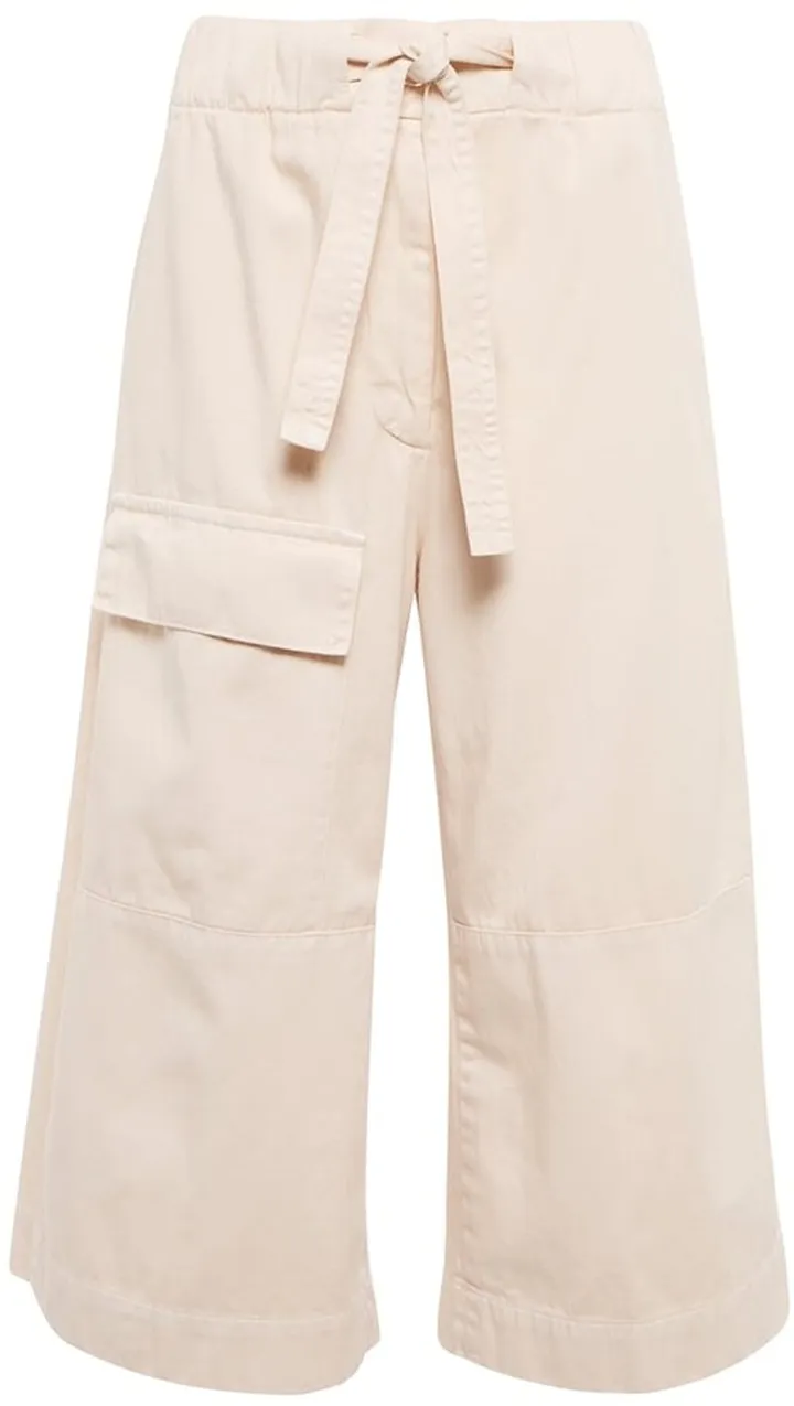 Cotton wide-leg high-rise cropped pants