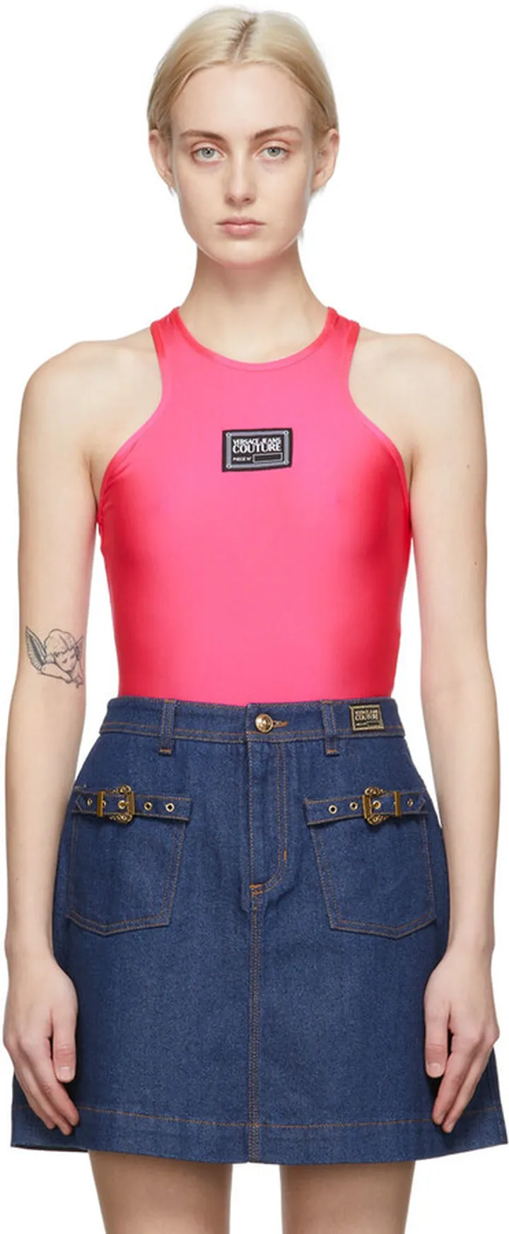 Versace Jeans Couture Pink Logo Bodysuit