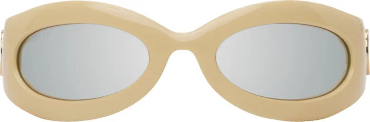 Gucci Beige Oval Sunglasses