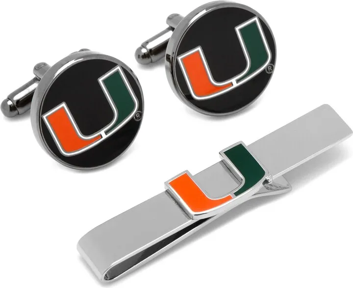 NCAA Miami Hurricanes Cuff Links & Tie Bar