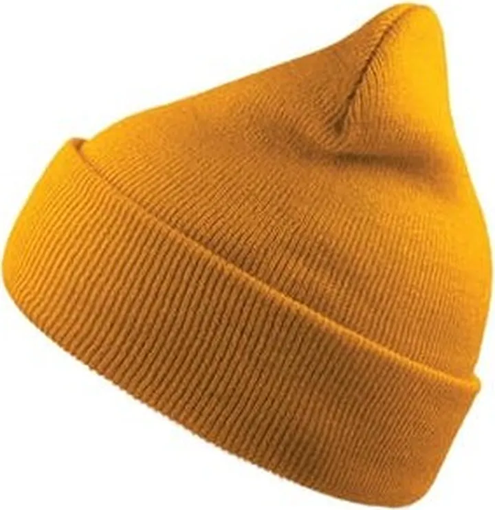 Atlantis Wind Double Skin Beanie With Turn Up - Mustard