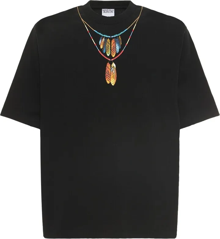 Feathers print cotton over t-shirt