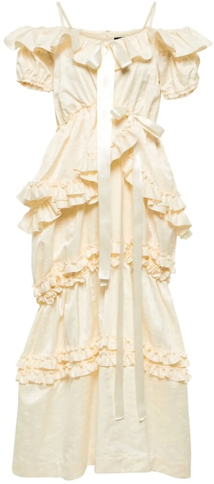Cotton-blend ruffle-trimmed midi dress