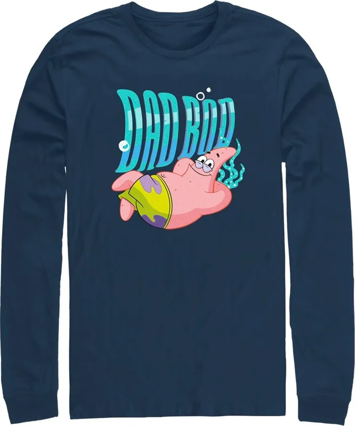 Men's SpongeBob SquarePants Patrick Dad Bod Long Sleeve Shirt - Navy Blue - 2X Large