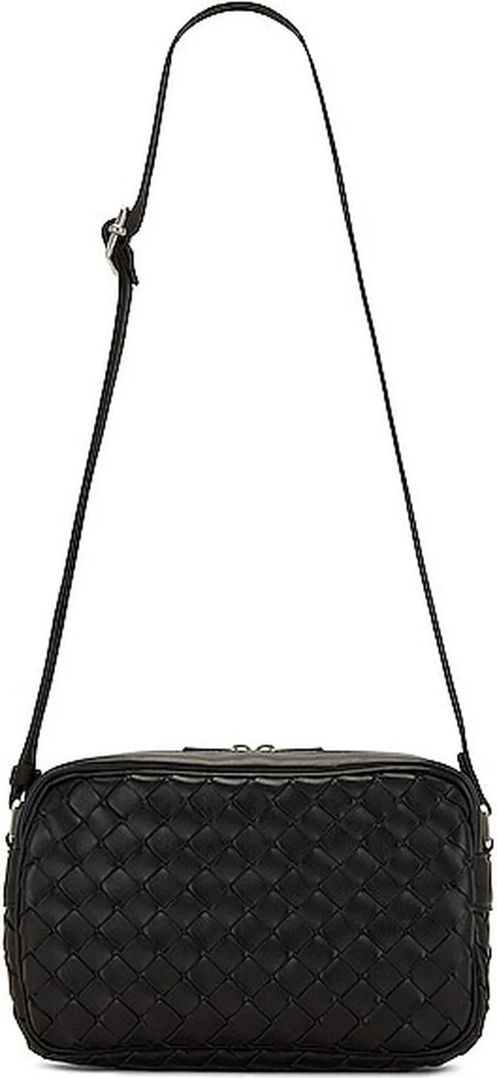 Bottega Veneta Small Classic Intrecciato Camera Bag in Black