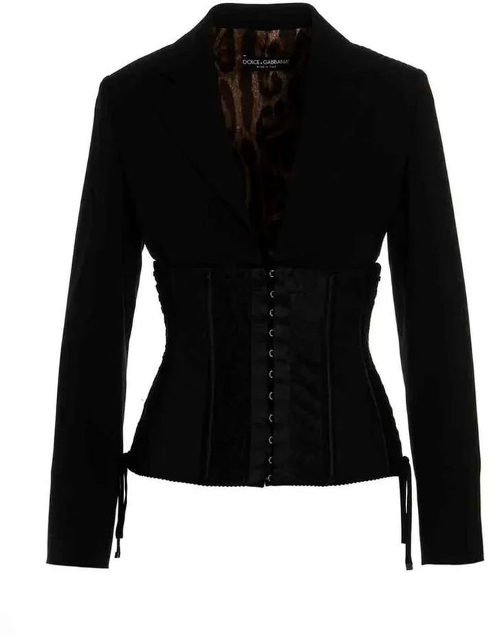 Dolce & Gabbana Lace Detailed Bustier Jacket