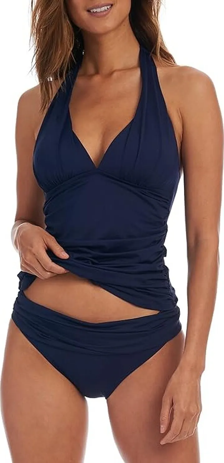 La Blanca Island Goddess Halter Goddess Tankini (Indigo) Women's Swimwear